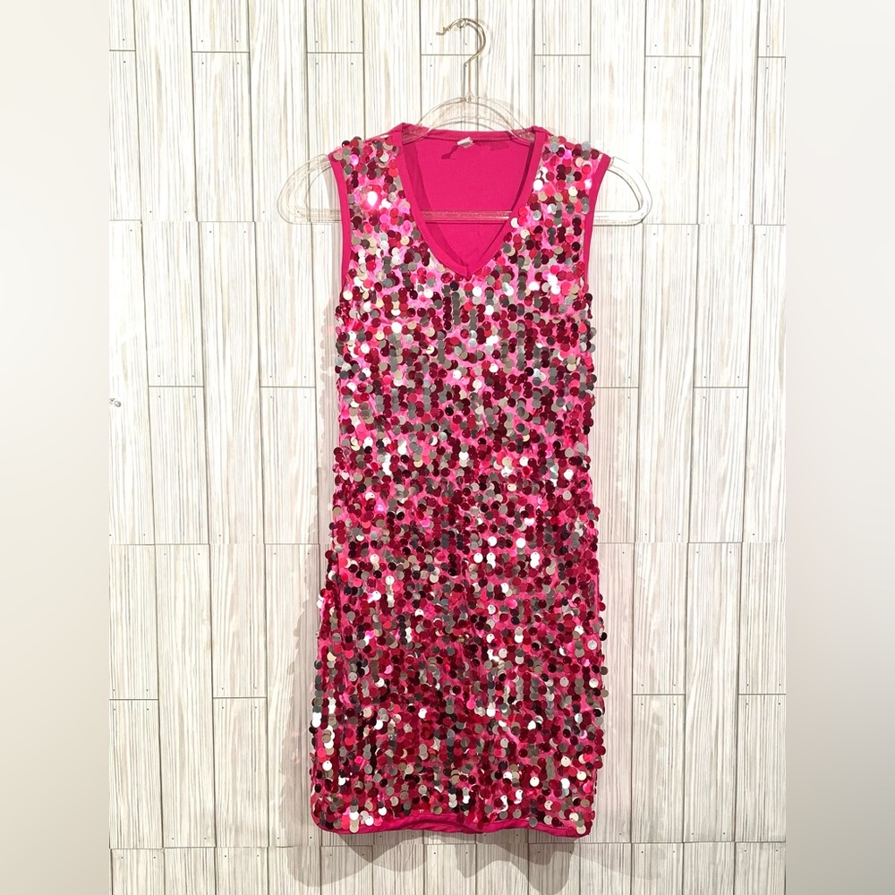 70’s Disco Sequined Theme Mini Dress - Picture 2 of 6